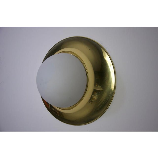 Brass and Opaline Glass Flush Mount by Glashütte Limburg, 1960s For Sale - Image 9 of 14