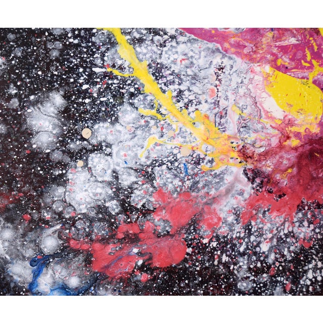 "Cosmic" Abstract Galactic Composition in Acrylic on Canvas Textured abstract composition by California artist Charles...