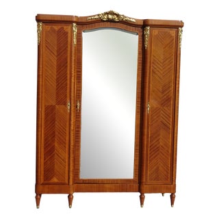 Louis XVI Wardrobe in Marquetry and Bronze, 1920s For Sale