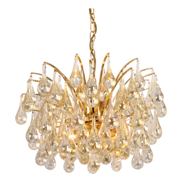 Large Murano Glass Tear Drop Chandelier by Christoph Palme, Germany, 1970s For Sale