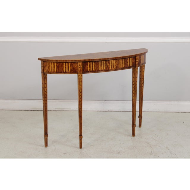 Age: Approx. 30 Years Old Details: Irish Bowfront Console Gorgeous Figural Mahogany Oak Secondary Drawer Construction...