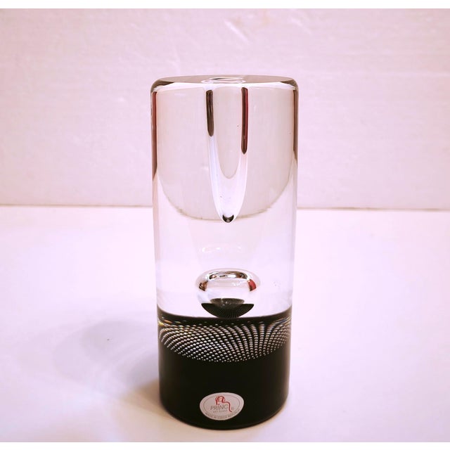 A stunning hand-crafted art glass vase designed by Pavel Havelka for Princ Art Glass, Czech Republic. This elegant...