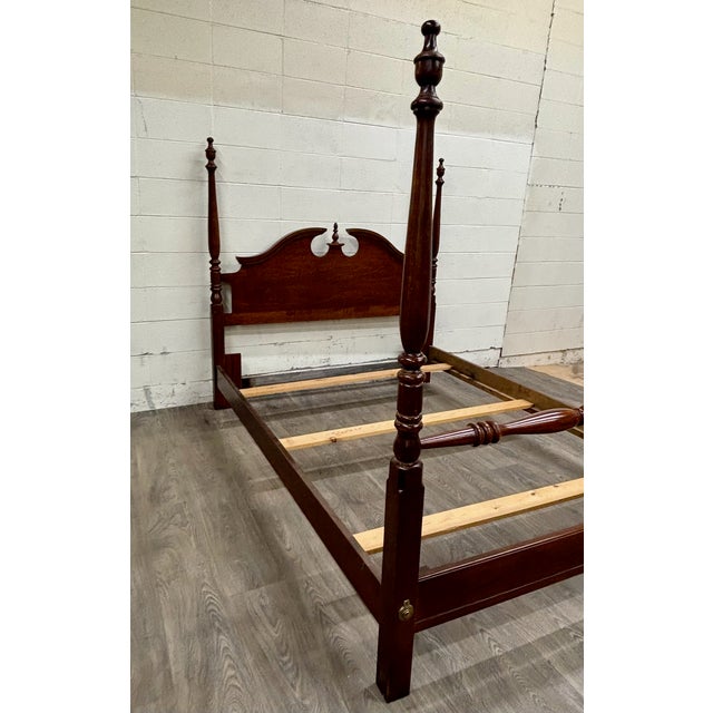 Late 20th Century Vintage Queen or Full Size Convertible Low Poster Pediment Bed For Sale - Image 5 of 9