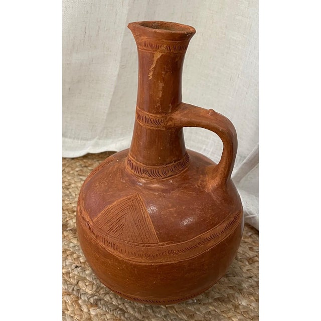 Ceramic Authentic Vintage Handmade African (Ethiopian) Red Jebena - Traditional Clay Coffee Pot For Sale - Image 7 of 9