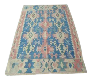 1960's Vintage Pastel Kilim Rug- 3′6″ × 5′6″