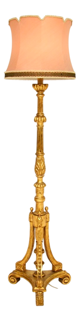 Antique Victorian Gilt Wood Floor Lamp, 1890