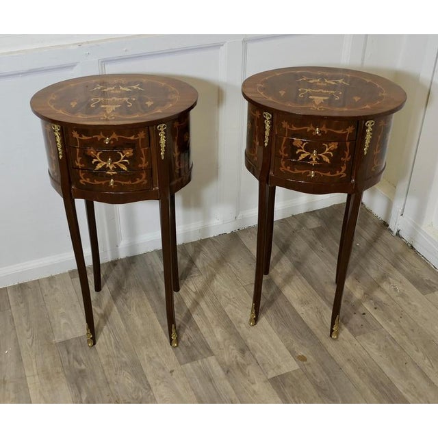 Vintage French Oval Side Tables, 1920, Set of 2 For Sale - Image 3 of 9