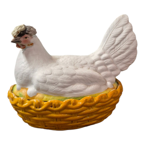 Antique Staffordshire Bisque Porcelain Hen on Nest