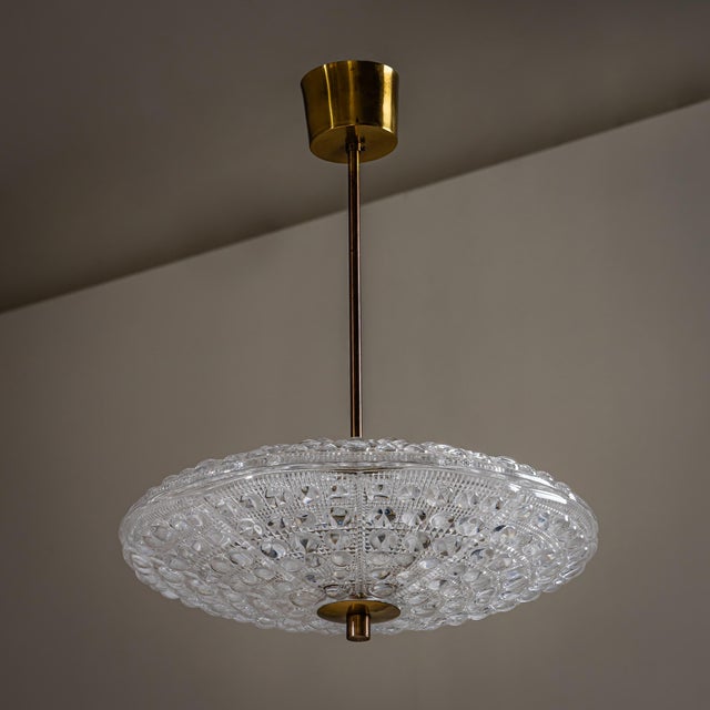 1960s Pendant Lights in Orrefors Crystal and Brass, Attributed to Carl Fagerlund for Lyfa - a Pair For Sale In New York - Image 6 of 8