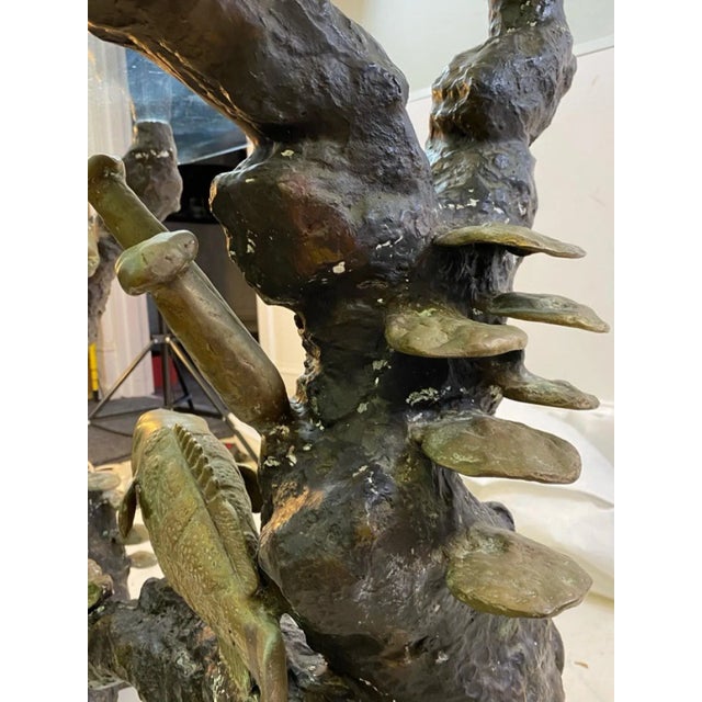 1970s Modernist Bronze Sculptural Sea Scape Console Table For Sale - Image 5 of 10