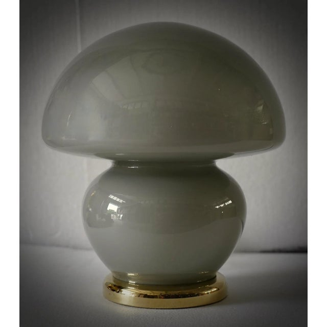 Blown Gray Glass and Brass Murano Table Lamp in style of Vistosi, 1970s For Sale - Image 4 of 10