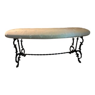 Early 20th Century Gothic Revival Black Cast Iron Bench For Sale