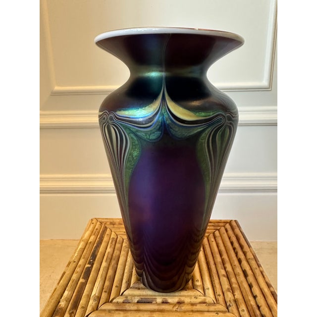Art Deco Vintage Lundberg Art Deco Style Art Glass Vase For Sale - Image 3 of 15
