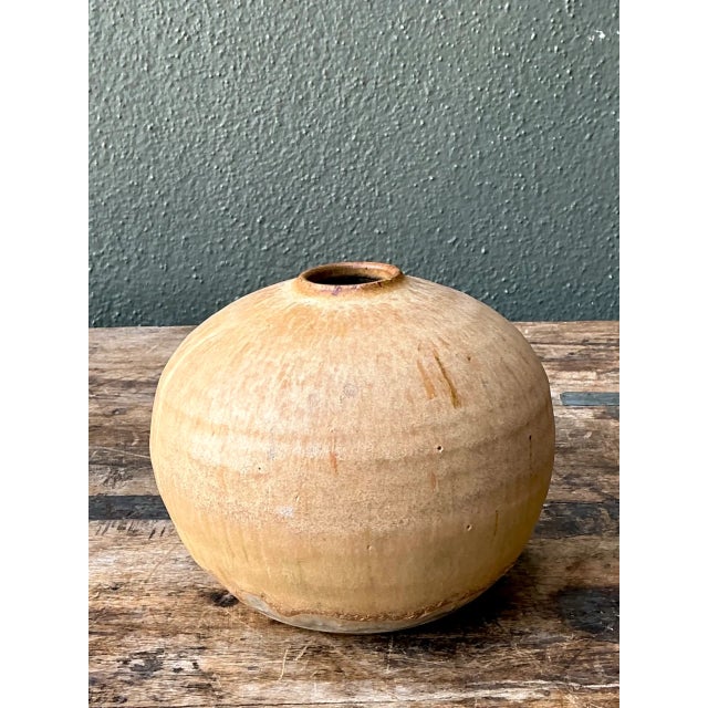 Vintage Earth Tone Ceramic Vessel For Sale - Image 4 of 12