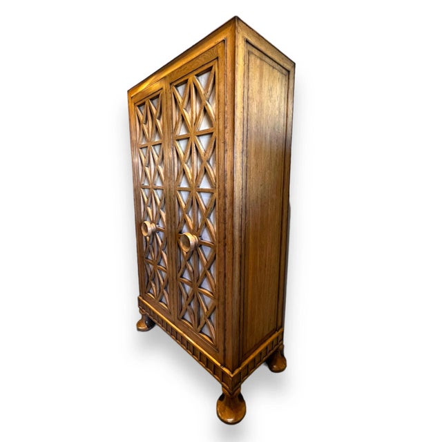 Mid-Century Modern Art Deco Style Armoire For Sale - Image 3 of 12