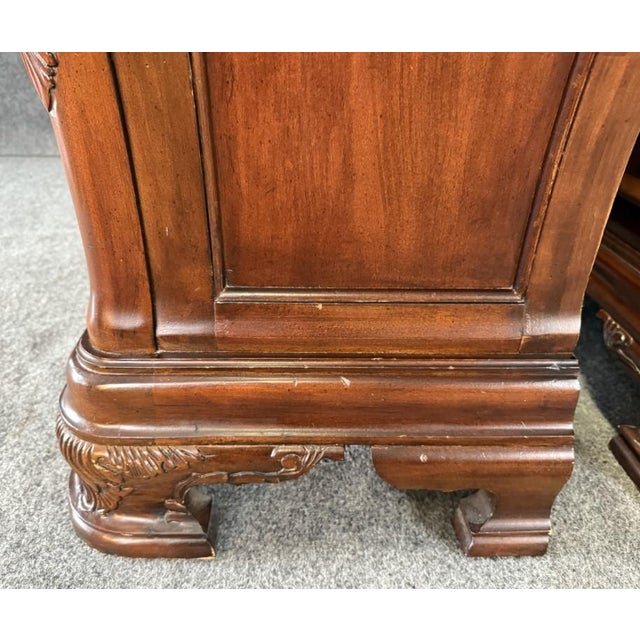 Pair of Cognac Finish Banded Cherry Nightstands For Sale - Image 15 of 18