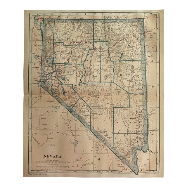 1920s Nevada State Map For Sale