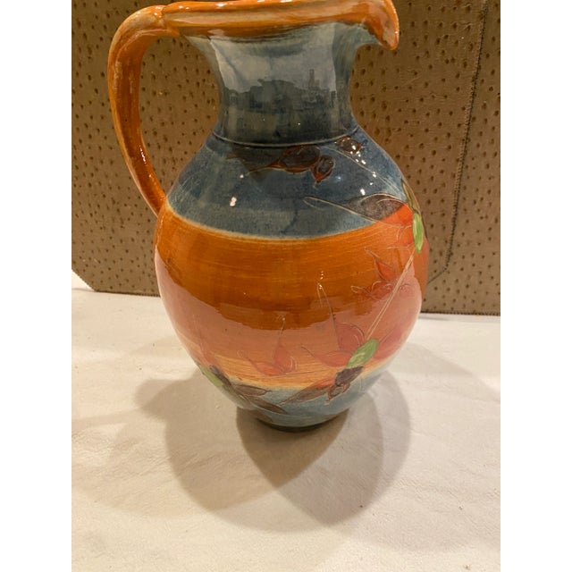 French Country 1980s French Provence Multi-Color Glazed Decorative Ceramic Pitcher For Sale - Image 3 of 10