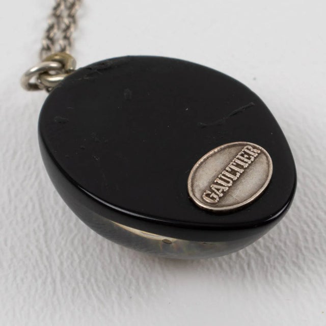 Black Jean Paul Gaultier Necklace With Resin Cameo Pendant For Sale - Image 8 of 9