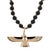 Guidance Faravahar Symbol Pendant Black Beaded Necklace For Sale - Image 11 of 11