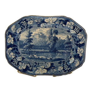 Incredibly Rare Antique 19th Century Blue & White Enoch Wood Transfer-Printed Landscape Platter “Kenmount Dumfriesshire” Scotland Circa 1820’s