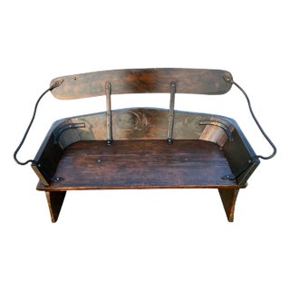 1800s All Original Wood and Forged Metal Buckboard Bench For Sale