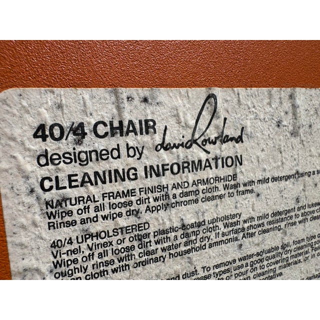 David Rowland Set of 6 David Rowland 40/4 Chairs Orange Metal Seat Mid Century Stack Chairs Steel Frame For Sale - Image 4 of 15