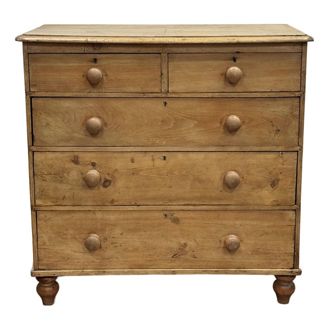 Antique English Victorian Pine Chest of Drawers For Sale