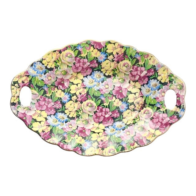 1940s James Kent “Florita” Small English Ceramic Chintz Floral Rose Serving Dish For Sale