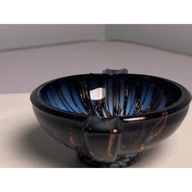 Glass 1960s Mid-Century Modern Murano Blue Copper Aventurine Ashtrays & Trinket Dishes - Set of 4 For Sale - Image 7 of 9