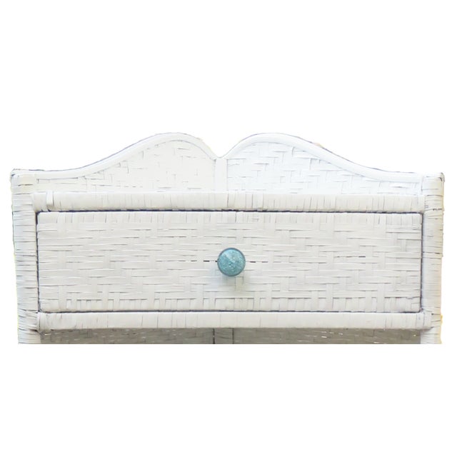 Wood Vintage Wicker Corner Cabinet For Sale - Image 7 of 7