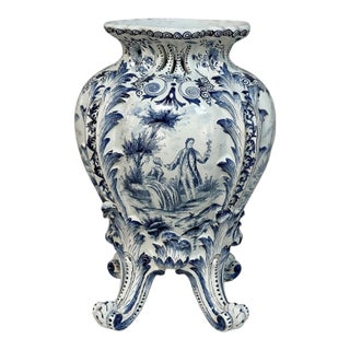 18th Century Hand-Painted Delft Jardinière, Signed LVD For Sale