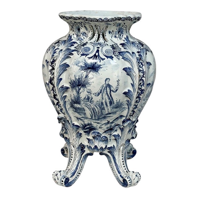 18th Century Hand-Painted Delft Jardinière, Signed LVD For Sale