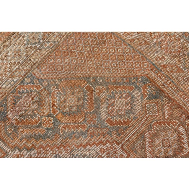 Antique Distressed Persian Shiraz Rug in Shades of Soft Orange, Lt. Brown, Gray 5'6 X 8'6 For Sale - Image 13 of 13