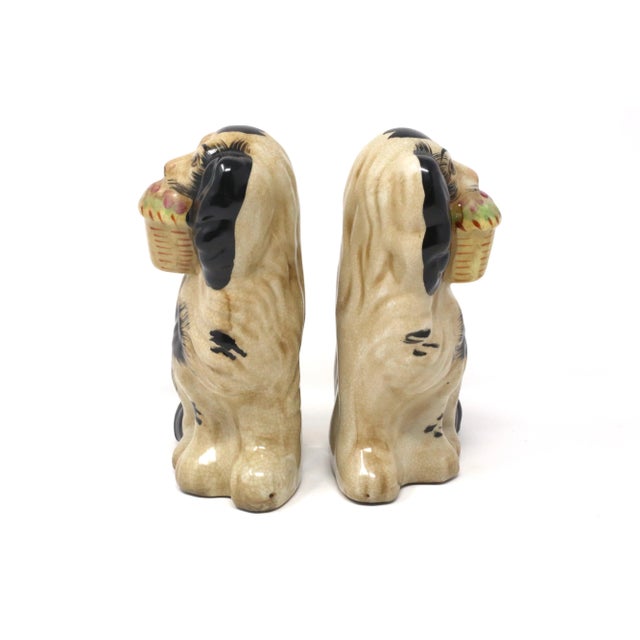 Vintage Staffordshire-Style Cavalier King Spaniel Ceramic Dog Figurines - Set of 2 For Sale - Image 4 of 11