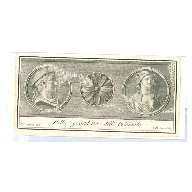 Vincenzo Campana, Ancient Roman Fresco Portraits, Etching, 18th Century For Sale
