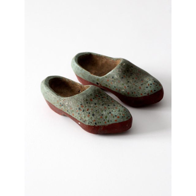 Antique Hand Painted Children's Wooden Clogs For Sale - Image 9 of 9