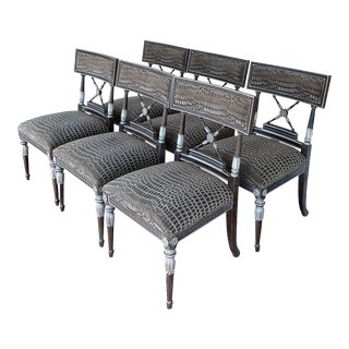 Hickory Chair Furniture Company Neoclassical Gustavian Style Cerused Dining Chairs - Set of 6 For Sale