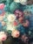 A beautiful and very large oil on canvas of a bouquet of carnations and fruit still life, 19th century. This fabulous...