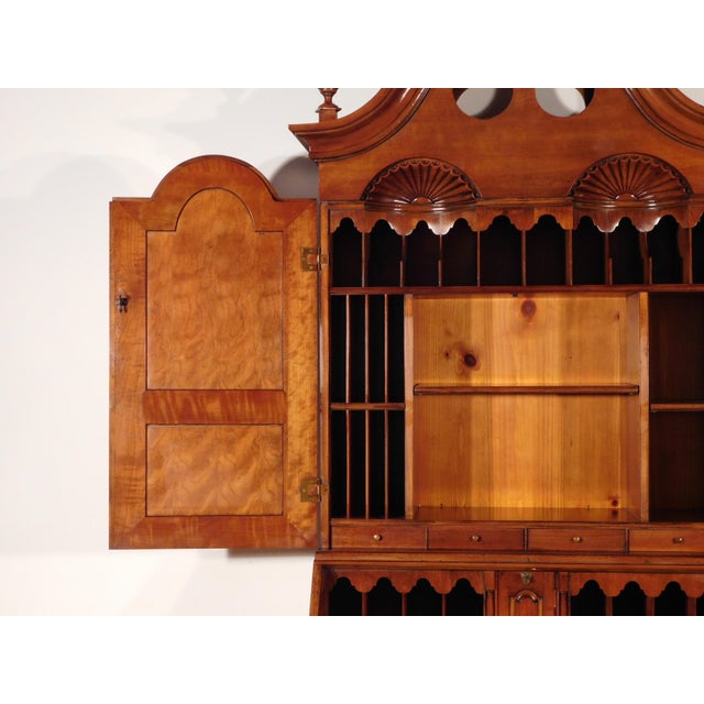 Rare Antique Wright Table Co. Tiger Maple Cherry Pine Chippendale Secretary Desk For Sale - Image 9 of 18