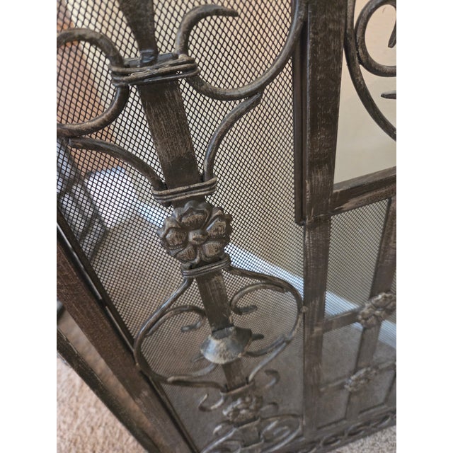 French Country Folding Fireplace Screen For Sale In Indianapolis - Image 6 of 9