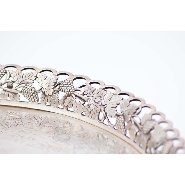 Circular Silver Catchall with Grid For Sale - Image 3 of 5