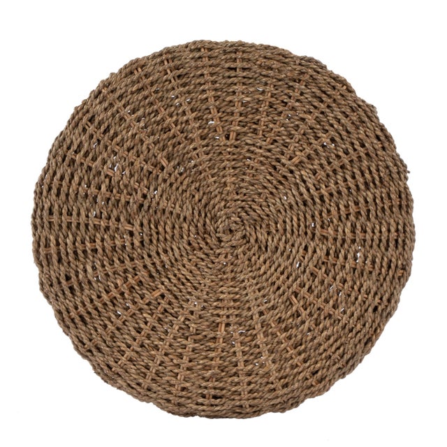 2020s Tobias 24 in. Seat Height Round Rattan Backless Counter Stool, Khaki Brown For Sale - Image 5 of 6