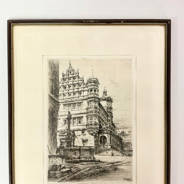 1910s 1919 Antique German Architectural Original Print Etching Artist Signed Proof, Rothenburg. For Sale - Image 5 of 15