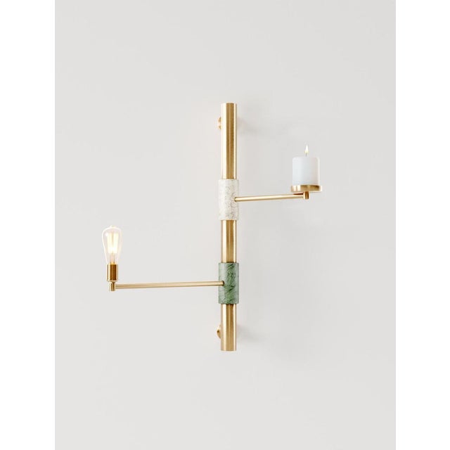 Amaterasu wall lamp in solid bronze, brass and marble by studio marine breynaert. Dimensions: w 41 x d 62 x h 75 cm....