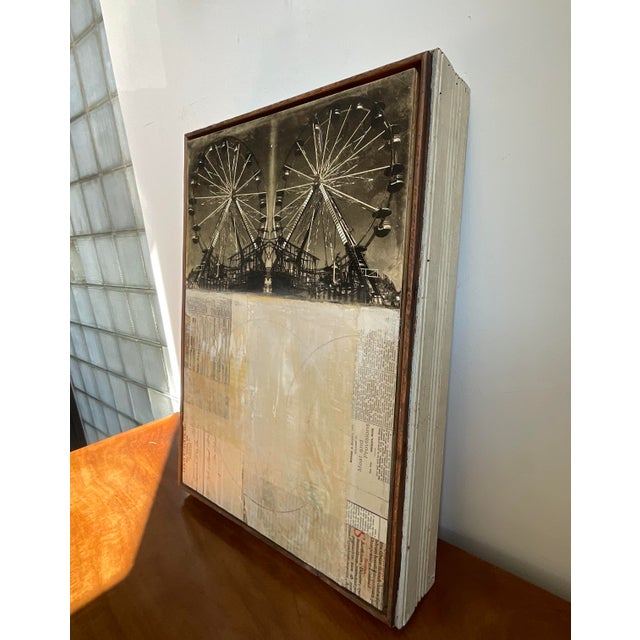 Vintage Abstract Mixed Media Collage — "Double Wheel" For Sale - Image 9 of 17
