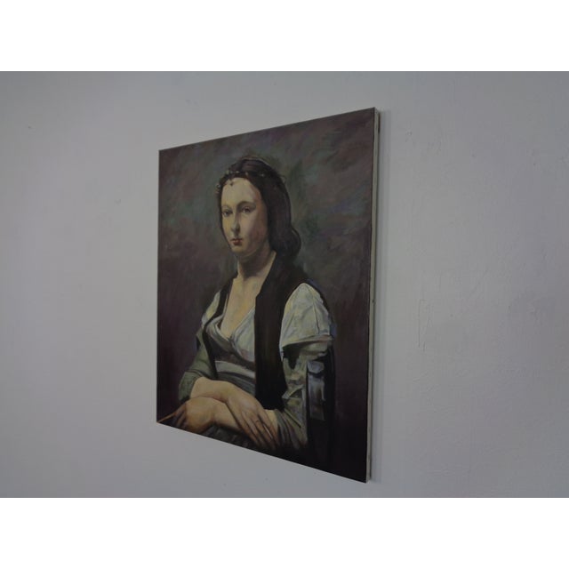 Fred Neumann After Jean Baptiste Camille Corot, The Woman with the Pearl, 1980s, Oil on Canvas For Sale - Image 7 of 18