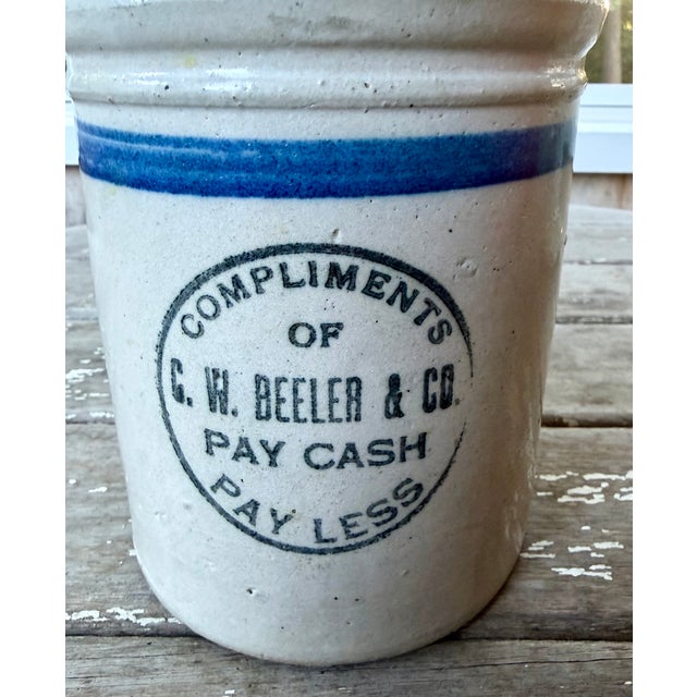 Rustic Antique Early 1900s Advertising Crock For Sale - Image 3 of 7