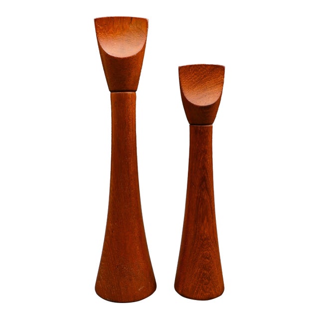 Vintage Dansk Jens Quistaard Denmark Teak Wood Salt & Pepper Mill Set - a Pair For Sale