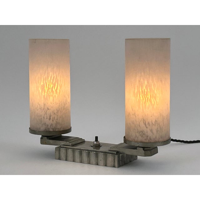 Art Deco Brass and Glass Table Lamp, France, 1920s For Sale - Image 6 of 18